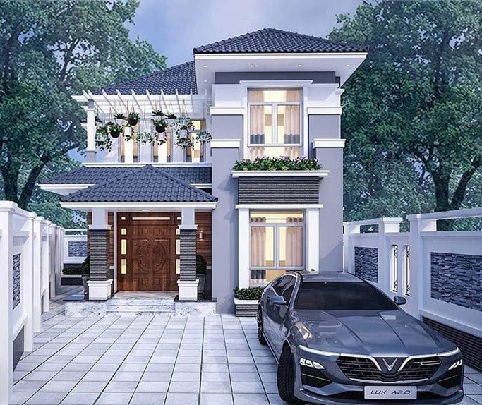 Nhà mái thái hiện đại sở hữu tầm nhìn thoáng nhờ hệ thống cửa kính rộng. Ảnh: Thietkenha6789