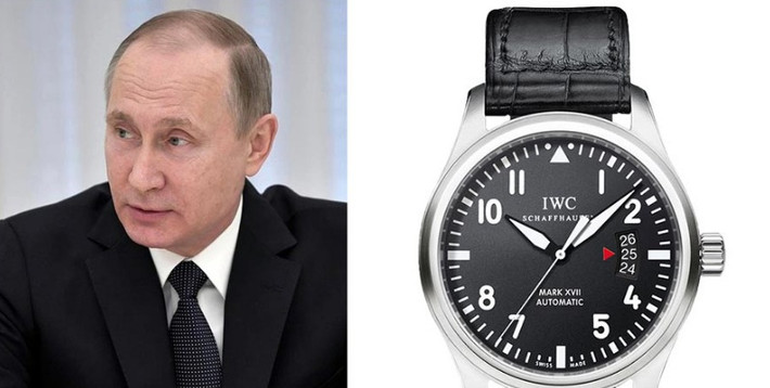 Bên cạnh đó, nhà lãnh đạo Nga là chiếc IWC Mark XVIII – một trong những cỗ máy thời gian thuộc bộ sưu tập đồng hồ phi công của IWC. Đồng hồ có giá khoảng 5.000 USD (tương đương 115 triệu đồng). Nguồn ảnh: Timeandtidewatches