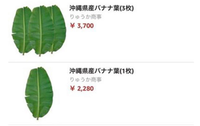 Đặc biệt, trên trang Amazon Nhật Bản, một chiếc lá chuối tươi được niêm yết 2.280 yên (gần 500.0000 đồng/lá). Ảnh: Amazon