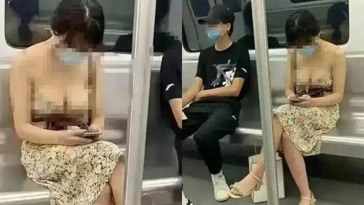 Cô gái này mặc một chiếc váy có màu sắc cực kỳ tươi sáng cùng một đôi giày cao gót trông như đến từ "hành tinh xa lạ". Bộ trang phục của cô nổi bật trong toa tàu điện ngầm khiến mọi người xung quanh không khỏi ngoái nhìn lần thứ hai.
