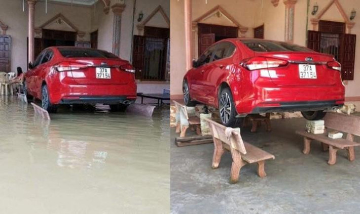Trước đó trong những trận mưa lũ, người dân cũng nghĩ ra nhiều cách để bảo vệ tài sản.