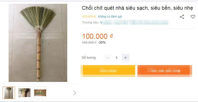 Trong khi đó trên một số trang bán hàng online ở Việt Nam thì mức giá bán của loại chổi đót dao động từ 30.000 đồng - 54.000 đồng, có loại chổi được quảng cáo siêu sạch, siêu bền, siêu nhẹ cao nhất cũng chỉ 100.000 đồng/chiếc.