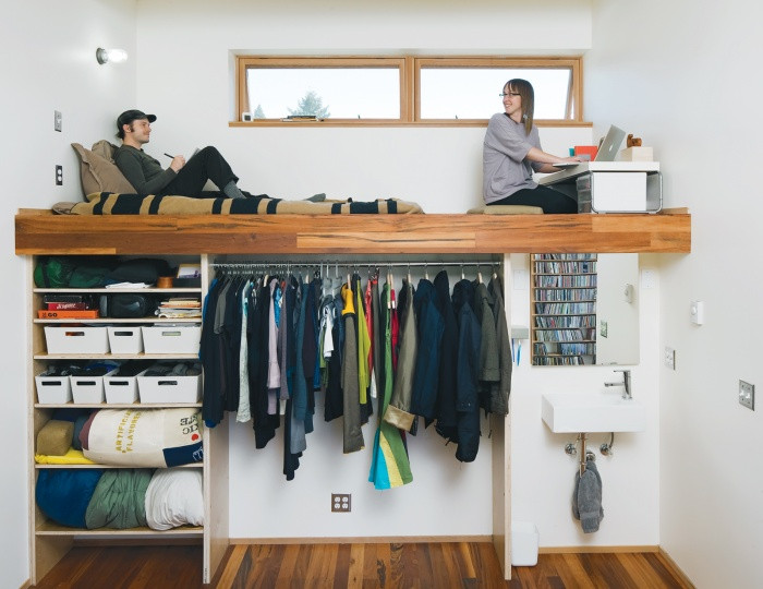 Giường gác xép phù hợp với những ngôi nhà diện tích khiêm tốn và trần cao. Ảnh: Guu