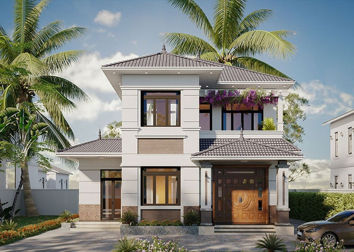 Mẫu nhà mái Nhật kiểu mái ngói dốc thích hợp với gia chủ yêu thích nét đẹp truyền thống phương Đông. Ảnh: Decoxdesign