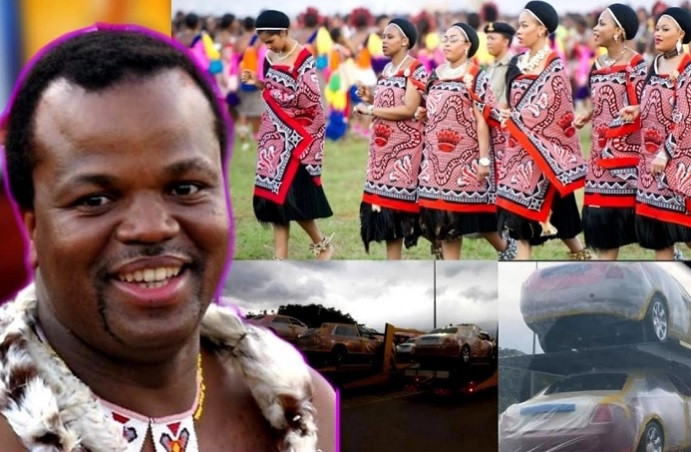 Quốc vương Mswati III từng mua 19 chiếc Rolls Royce tặng các bà vợ trước Giáng sinh và một chiếc Rolls Royce Cullinan tặng chính mình, tổng trị giá 20 chiếc siêu xe khoảng gần 16 triệu USD. Ảnh: Allafrica