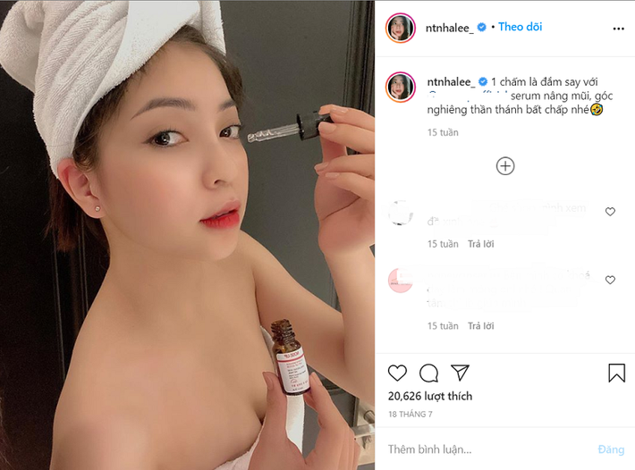 Trên trang Instagram cá nhân, Nhật Lê đăng hàng loạt bài viết quảng cáo cho các mặt hàng khác nhau, từ thuốc giảm cân, thuốc tăng cân, mỹ phẩm hay thậm chí những sản phẩm khó tin như "serum nâng mũi".