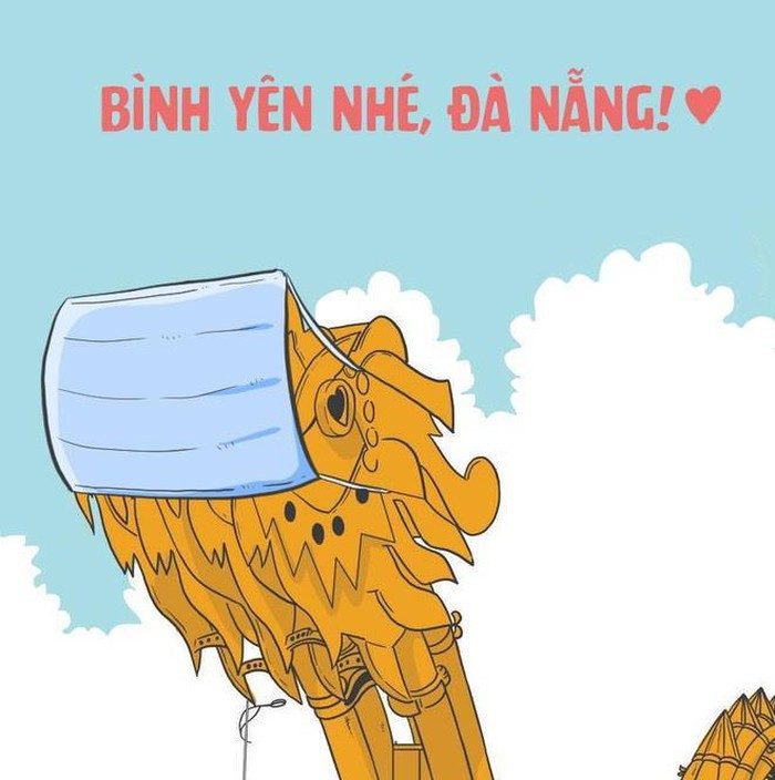 Hàng loạt những hình ảnh truyền đi thông điệp xúc động, cùng sát cánh bên thành phố xinh đẹp. Hình ảnh cầu rồng đeo khẩu trang như để nhắc nhở mọi người hãy bảo vệ sức khỏe cho bản thân và xã hội.