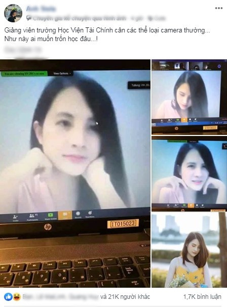 Dịch COVID-19 diễn biến phức tạp khiến việc học của học sinh, sinh viên bị gián đoạn thế nên học online chính là một giải pháp hữu ích lúc này. Mới đây, những bức hình nữ giảng viên Học viện Tài Chính sau khi được học trò cap lại màn hình chia sẻ lên mạng xã hội đã nhanh chóng thu hút sự chú ý của dân tình.