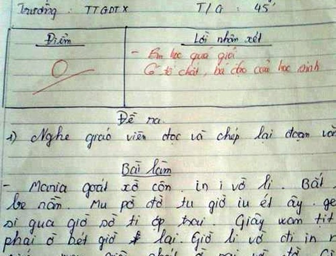 Một "quả trứng ngỗng" dành cho học sinh lười học và lời phê vô cùng bá đạo của giáo viên.