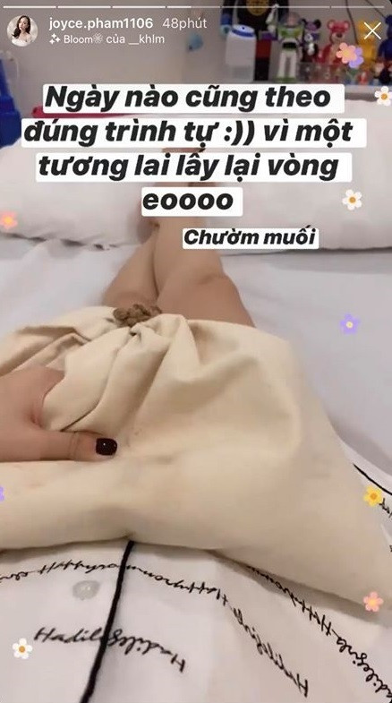 Được biết, thời điểm nặng cân nhất của Joyce Phạm là 48.5kg, sau khi sinh em bé còn 42 và hiện tại là 41kg.