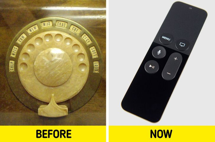 Điều khiển từ xa đầu tiên là một mô hình do Philco tạo ra, có tên Mystery Control (ảnh trái). Nó hoạt động bằng cách phát ra sóng vô tuyến tần số thấp và chạy bằng pin.