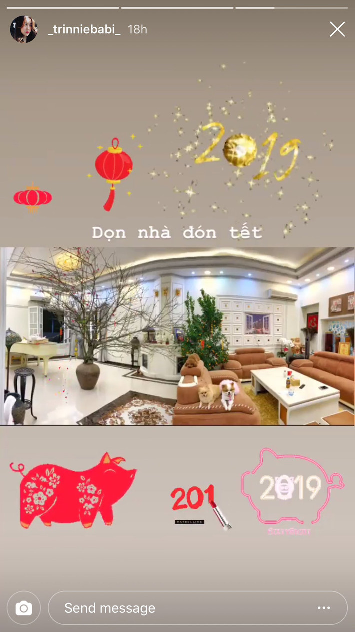 Căn nhà của rich kid Trinh Hoàng được trang hoàng lung linh để đón Tết. Ảnh: @_trinniebabi_.