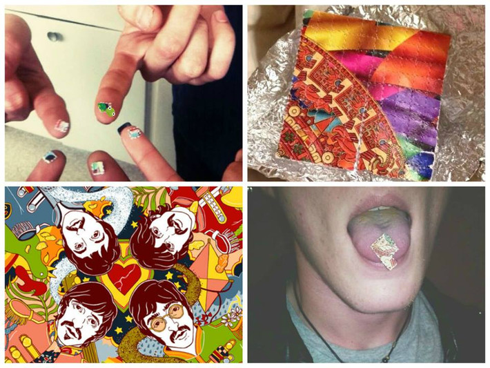 LSD được tẩm vào từng miếng giấy nhỏ in hình các nhân vật hoạt hình, màu sắc vui mắt để che mắt chính quyền và dễ hấp dẫn trẻ con. Người sử dụng sẽ xé một miếng LSD hình vuông kích cỡ 1x1cm và dán vào lưỡi hoặc mút trong miệng.