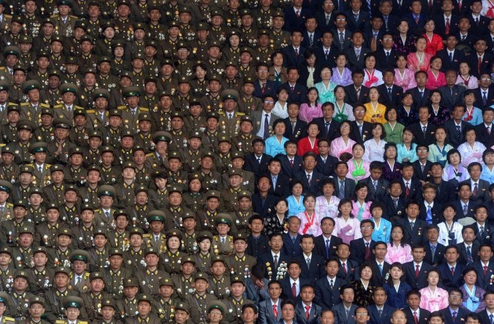 Ảnh chụp lễ kỷ niệm 100 năm ngày sinh của người sáng lập Triều Tiên, Kim Il-sung.