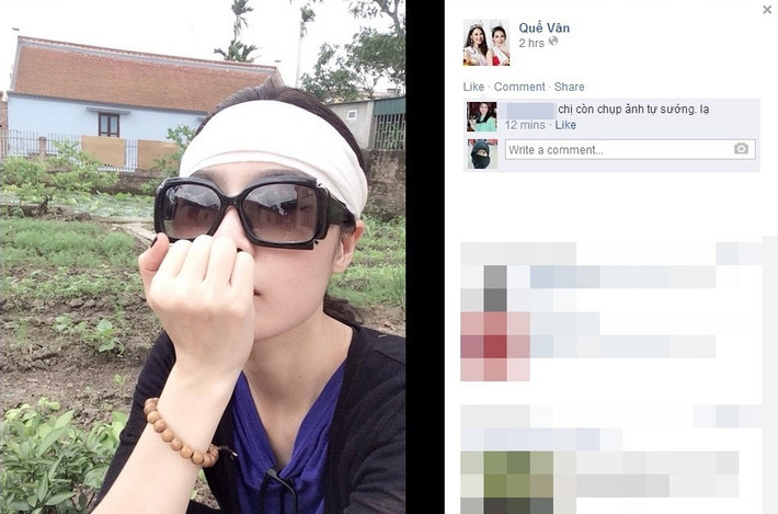 Loạt ảnh của Quế Vân sau đó được lan truyền đến nhiều trang mạng và khiến dân tình hoài nghi. Một vài ý kiến cho rằng trong đám tang u buồn, nếu người đẹp còn có thể chụp ảnh "tự sướng" được thì tâm trạng thật sự của cô cũng chưa đến mức tệ lắm. Một số lại cho rằng hành động "tự sướng" này là không đúng lúc, đúng chỗ và nó hoàn toàn không đáng để thực hiện.