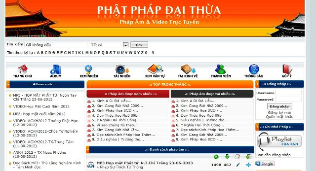 6. Phật pháp Đại thừa: Tổng hợp pháp âm và video trực tuyến. Website: http://phatphapdaithua.com/.