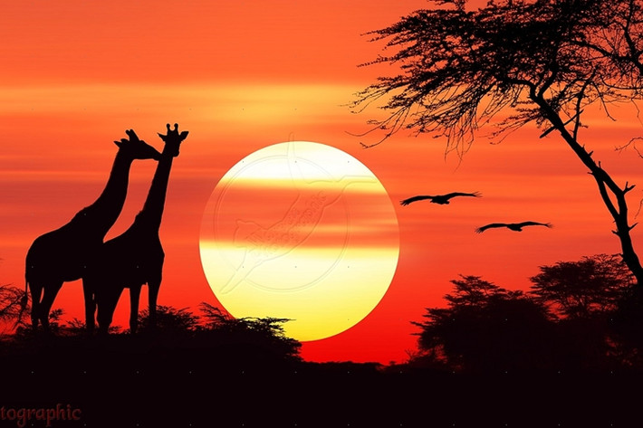 Hoàng hôn ở Khu bảo tồn thiên nhiên quốc gia Maasai Mara, Kenya.