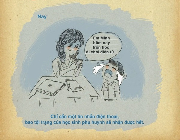 Ngày nay, sổ liên lạc điện tử ra đời giúp thầy cô giáo đỡ vất vả, học sinh thì khó "thoát" những khi mắc lỗi ở trường.