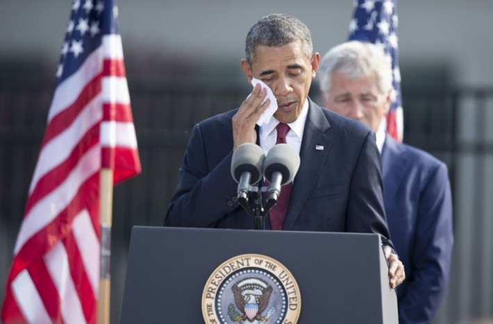 Tổng thống Obama đã khóc khi đọc diễn văn tưởng nhớ các nạn nhân của vụ tấn công khủng bố ngày 11/9/2001.