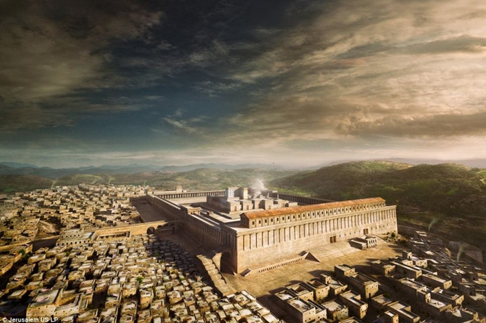 Hình ảnh Jerusalem hồi thế ký thứ 1 trước Công Nguyên, tái hiện bằng máy tính điện tử.