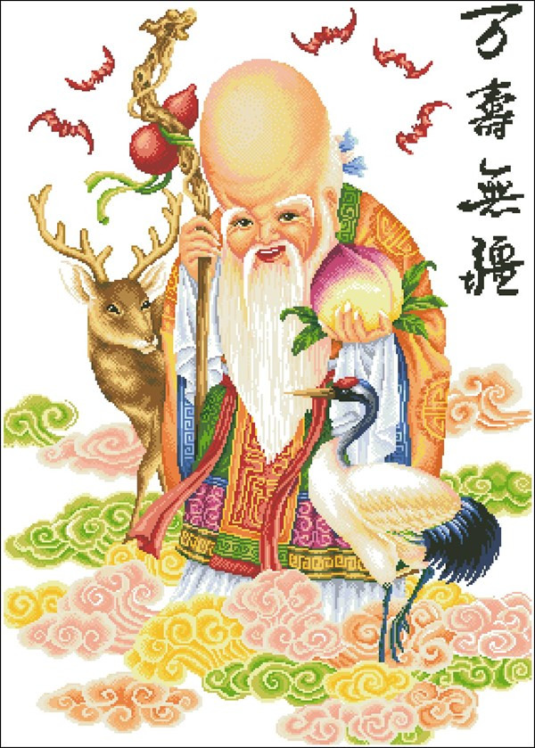 Thọ tinh công: Tranh ông Thọ hay Nam Cực Tiên Ông luôn đi cùng với hình ảnh trái đào và hạc tiên. Đây là một trong ba vị tiên Phúc - Lộc - Thọ, với hình ảnh một ông già mặc áo choàng vàng, tay cầm gậy có treo một quả đào (trái đào là biểu tượng của sự bất tử) và một nậm rượu.