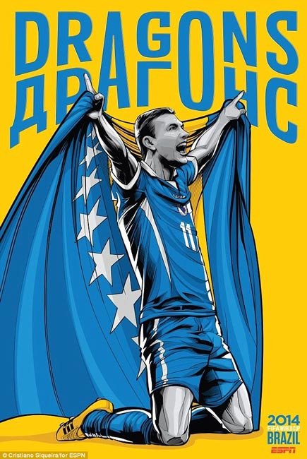 Tiền đạo Edin Dzeko vinh dự được làm đại diện của đội tuyển Bosnia & Herzegovina với biệt danh "Những chú rồng".