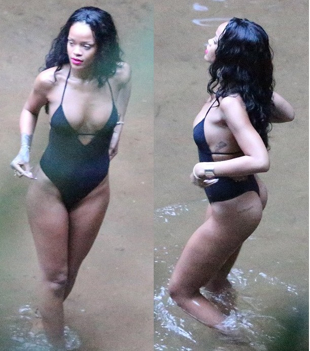 Ở tuổi 25, Rihanna cho thấy cơ thể săn chắc đầy nóng bỏng của mình khi diện đồ bơi một mảnh.