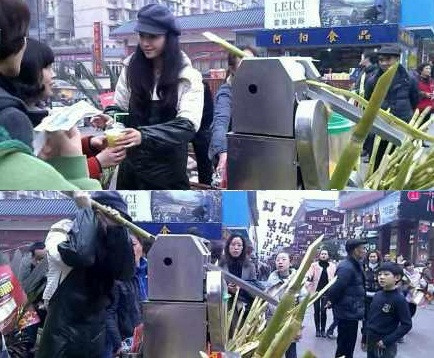 Những bức ảnh của cô gái bán nước mía được chia sẻ lên mạng kèm với những dòng mô tả như, cô gái cao khoảng 1,75m, mặc quần áo bảo hộ lao động, ít phấn son và tỏ ra rất dịu dàng, niềm nở đón khách.