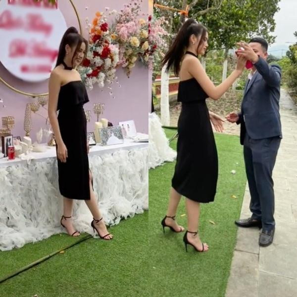 ới đây, hòa chung không khí tháng của những buổi tiệc cưới, Đỗ Thị Hà cũng xuất hiện trong sự kiện trọng đại của chị gái. Diện chiếc đầm đen cúp ngực, cổ choker chuẩn dresscode, chần dài 10X vẫn hút trọn ống kính.