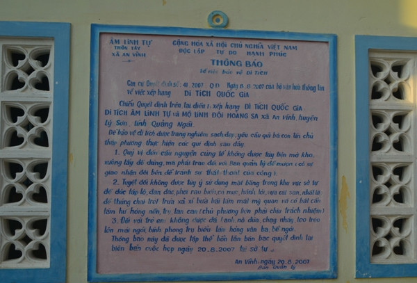 Người dân Lý Sơn Mộ Âm Linh Tự và Mộ lính Hoàng Sa như là “linh hồn” của mình nên không bao giờ dám có ý nghĩ xúc xiểm.