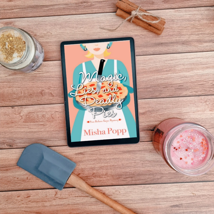 Magic, Lies, and Deadly Pies của Misha Popp lại là một câu chuyện hoàn toàn khác. Tác phẩm vẫn gay cấn nhưng có phần hài hước hơn. Daisy Ellery có thể sử dụng năng lực đặc biệt của mình để mang lại công lý cho thị trấn. Những biến cố ập tới khi một kẻ lạ mặt xuất hiện và ép cô phải sử dụng những năng lực ấy vì mục đích xấu xa. Daisy buộc phải đứng lên ngăn chặn kẻ thủ ác trước khi những người vô tội khác bị làm hại. Ảnh: Lizzieslittlebooknook.