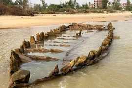 Tàu cổ nổi lên nguyên vẹn ở bãi biển Hội An sau bão số 13