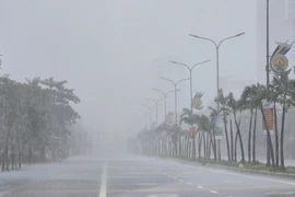 Mưa trắng trời, gió giật mạnh trước giờ bão số 5 Kajiki tiến vào đất liền