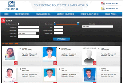 Chua co ten Trinh Xuan Thanh tren trang web truy na cua Interpol