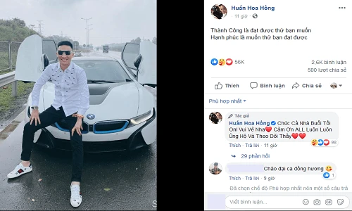 Huấn “hoa hồng” lại khoe ảnh siêu xe BMW i8 trên cao tốc