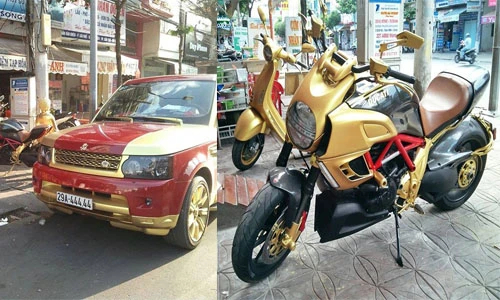 Dân chơi miền Tây “phủ vàng” cả dàn ôtô, xe máy