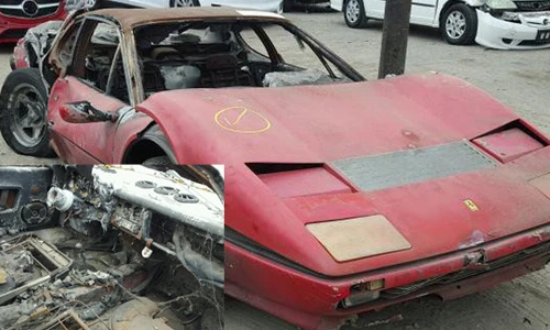 Cháy rụi như đồng nát siêu xe Ferrari vẫn bán 1 tỷ đồng