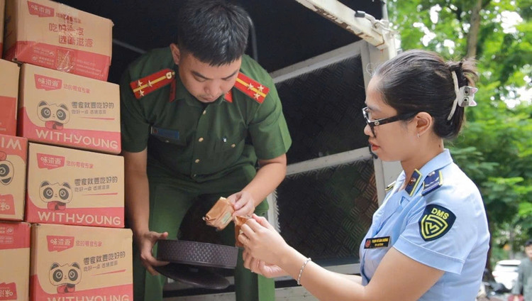 Chiếc xe vận chuyển 2.500 chiếc bánh Trung thu do nước ngoài sản xuất, không có hóa đơn, chứng từ chứng minh nguồn gốc hợp pháp. cats-6247.jpg