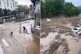 Cảnh đường phố biến thành sông ở Tây Ban Nha vì mưa lũ