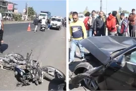 Ô tô chạy quá tốc độ tông xe máy, hai cha con tử vong