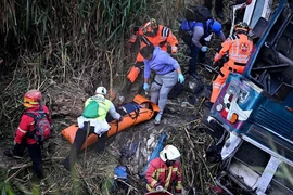 Xe buýt trường học lao xuống vực, hàng chục người thương vong