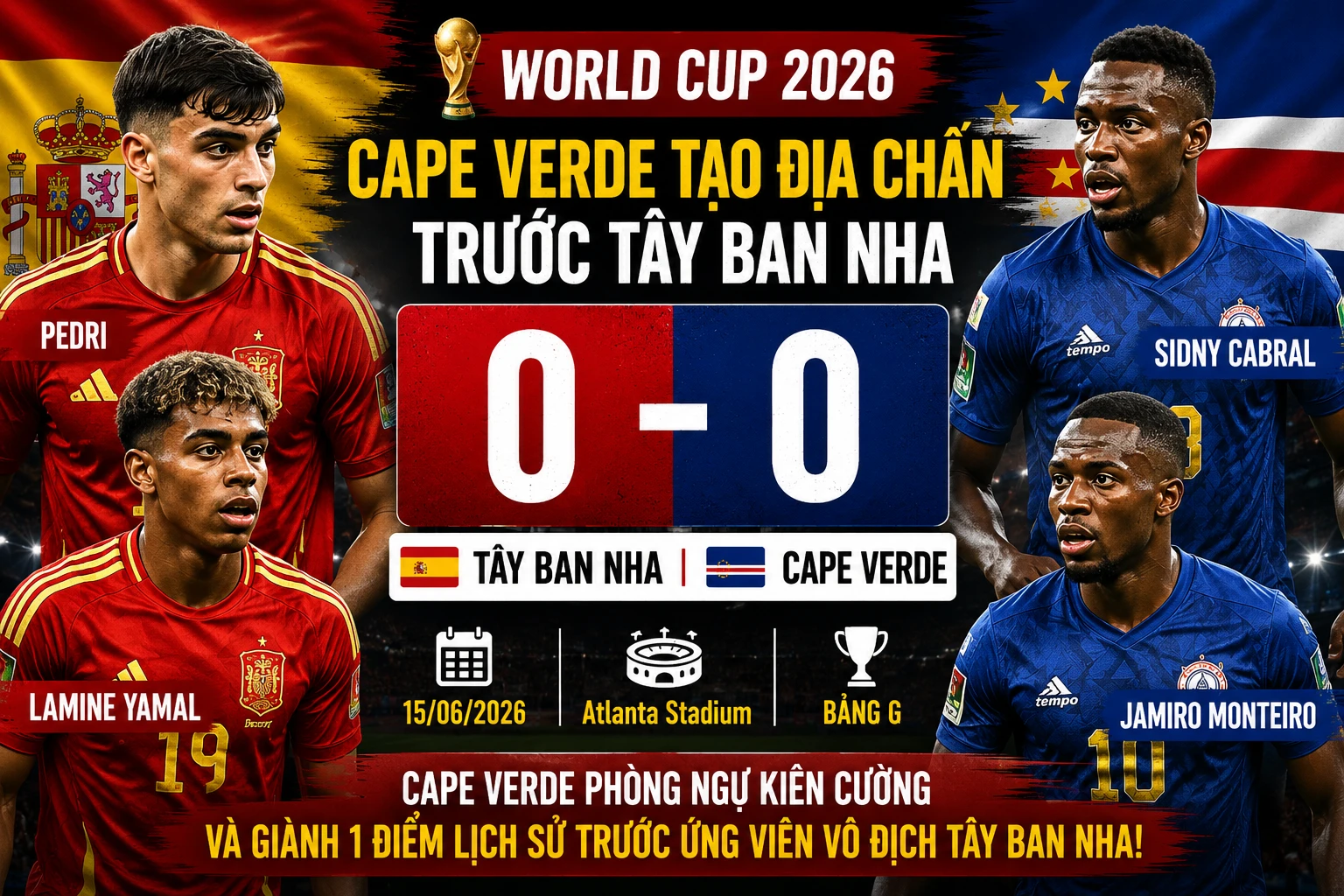 [INFOGRAPHIC] Cape Verde tạo địa chấn trước Tây Ban Nha tại World Cup 2026