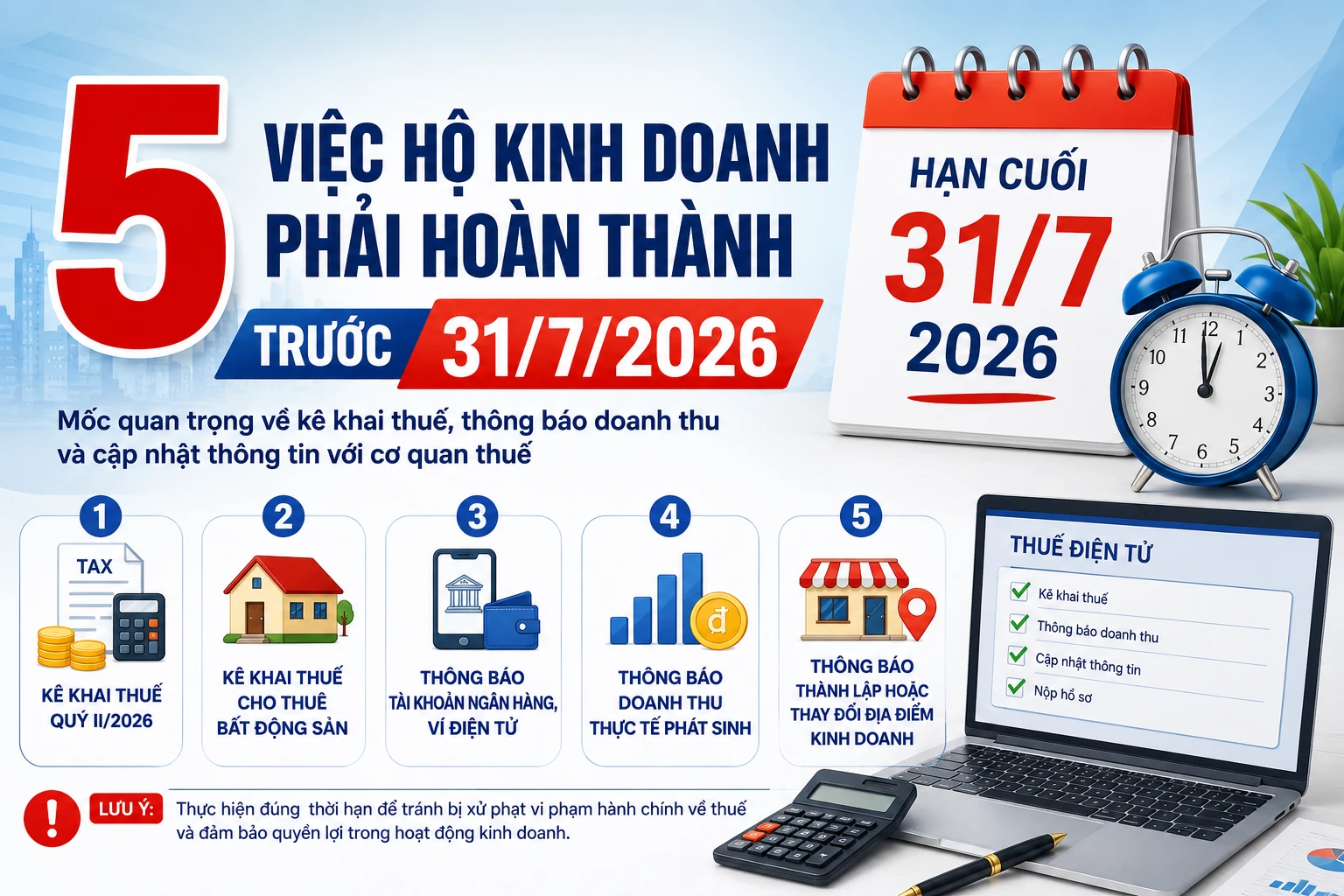 [INFOGRAPHIC] 5 việc hộ kinh doanh phải hoàn thành trước ngày 31/7