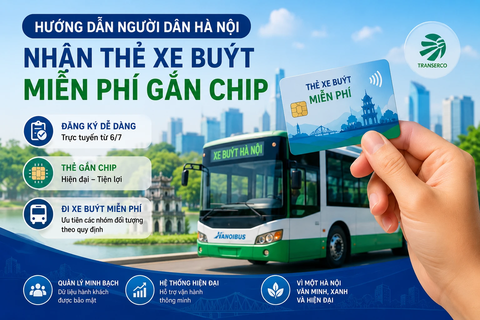 Hướng dẫn người dân Hà Nội nhận thẻ xe buýt miễn phí gắn chip