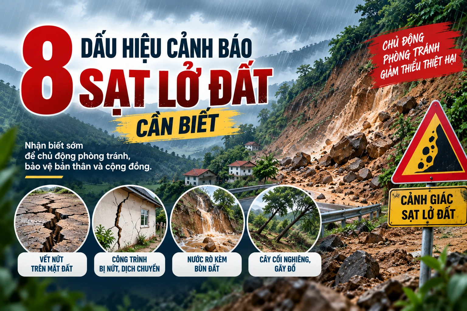 [INFOGRAPHIC] NHẬN BIẾT SỚM DẤU HIỆU SẠT LỞ ĐẤT