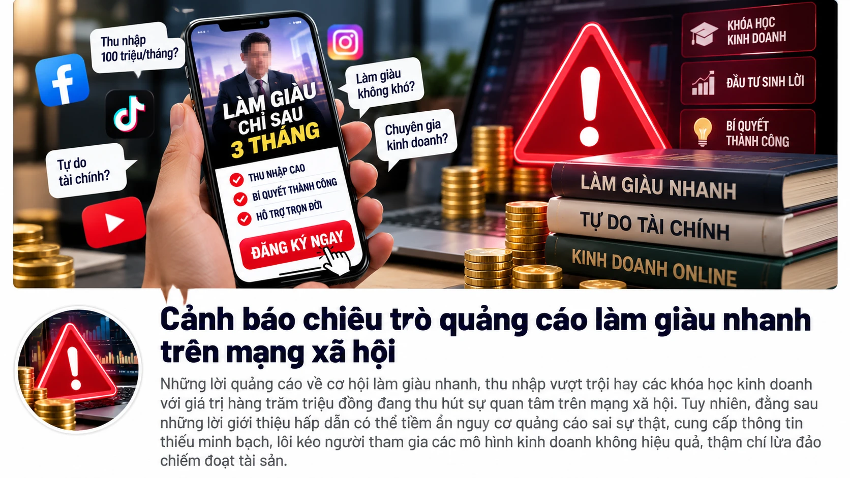 [INFOGRAPHIC] Cảnh giác quảng cáo làm giàu nhanh trên mạng xã hội