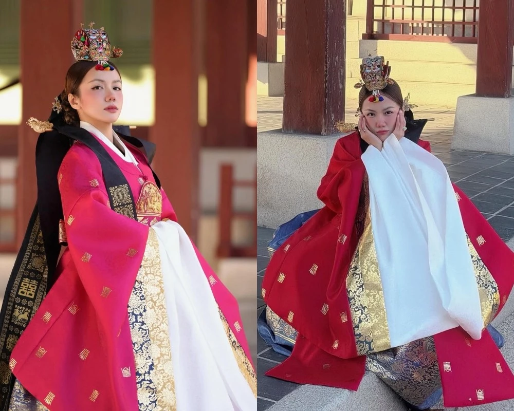 Phương Ly rạng ngời trong hoàng cung Hàn Quốc với trang phục Hanbok 