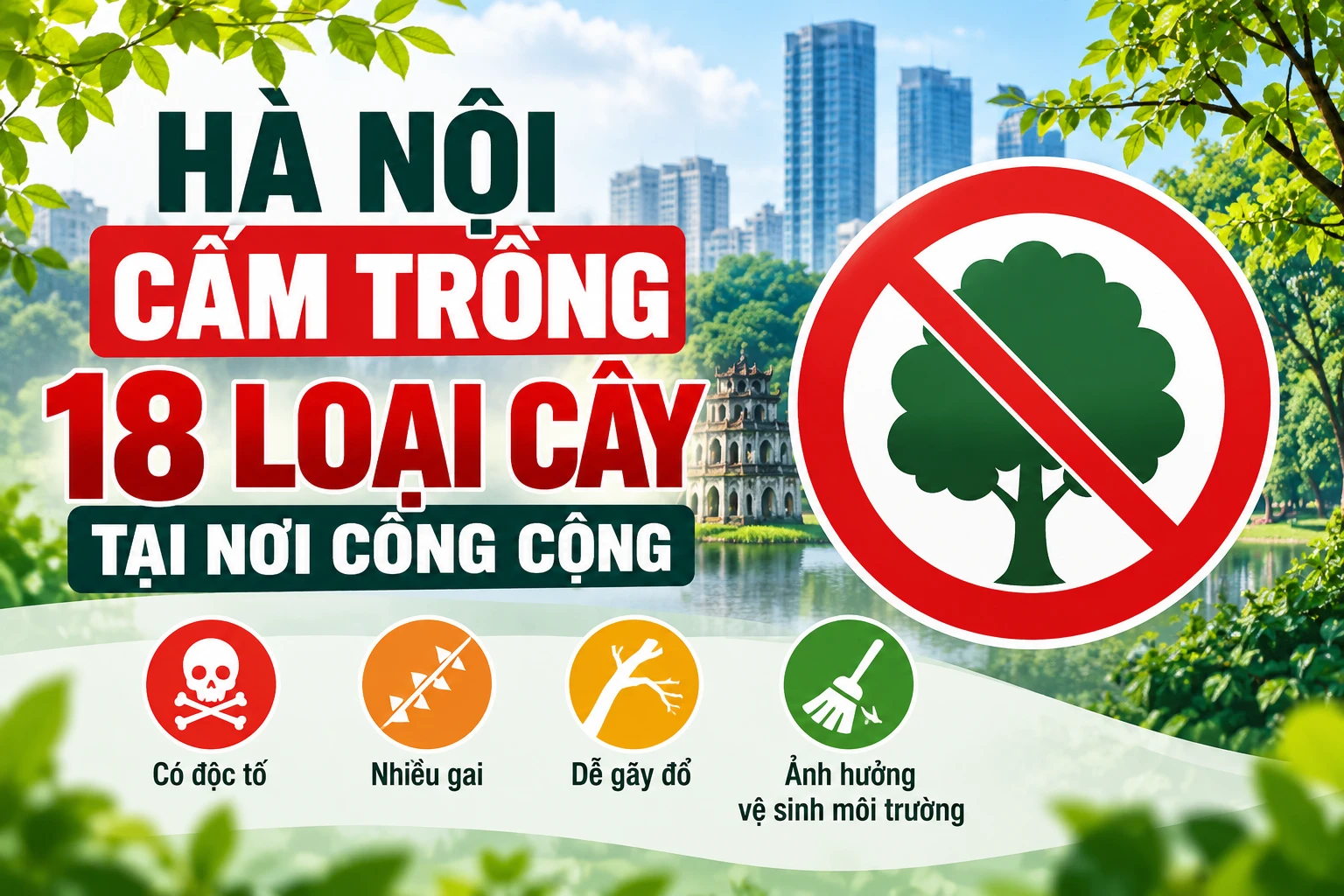 [INFOGRAPHIC] Danh sách 18 loại cây Hà Nội cấm trồng tại nơi công cộng