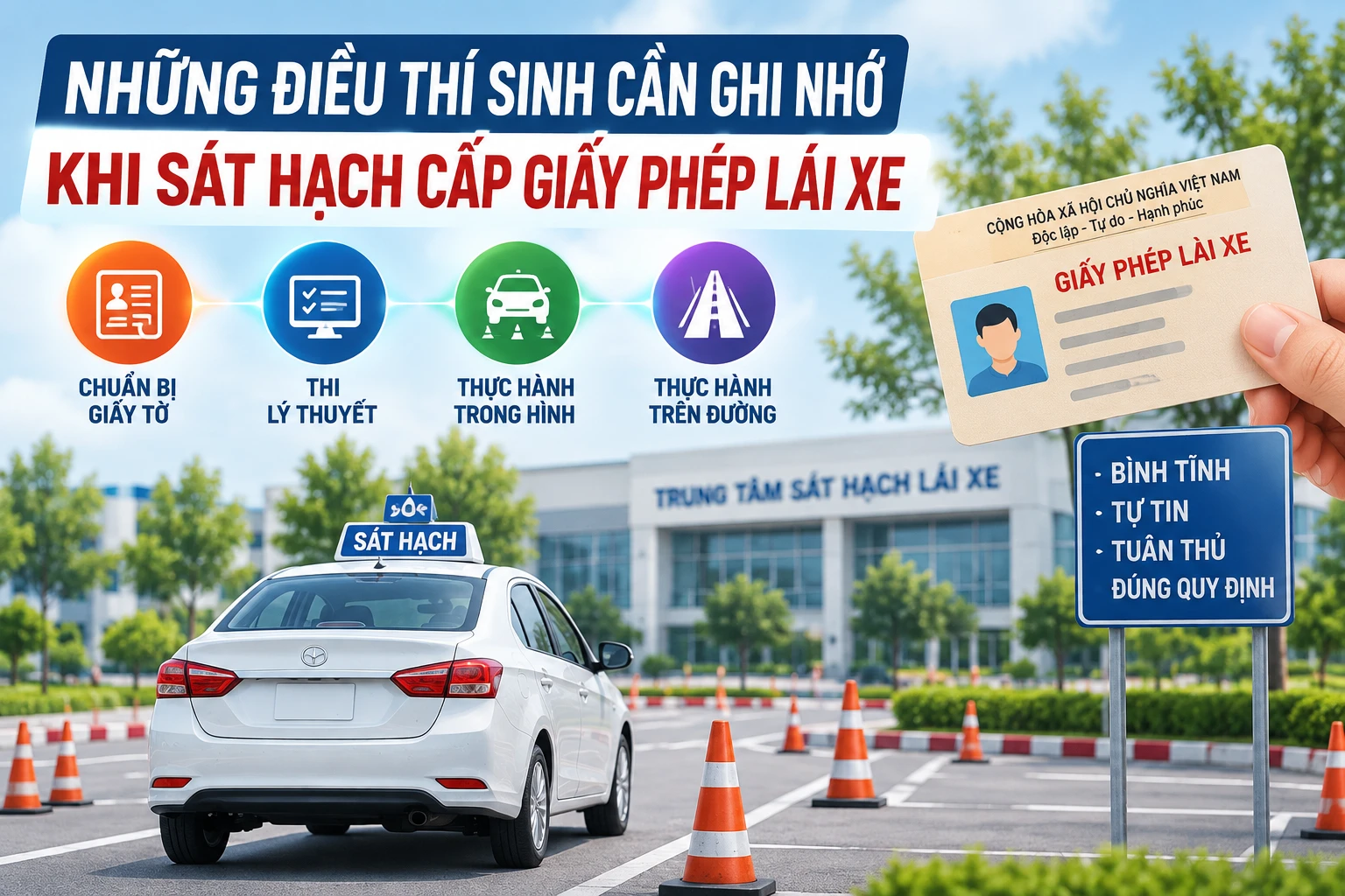 [INFOGRAPHIC] 4 điều thí sinh cần nhớ khi sát hạch lái xe