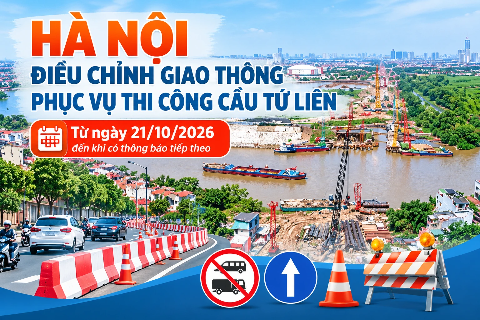 [INFOGRAPHIC] Hà Nội phân luồng giao thông phục vụ thi công cầu Tứ Liên